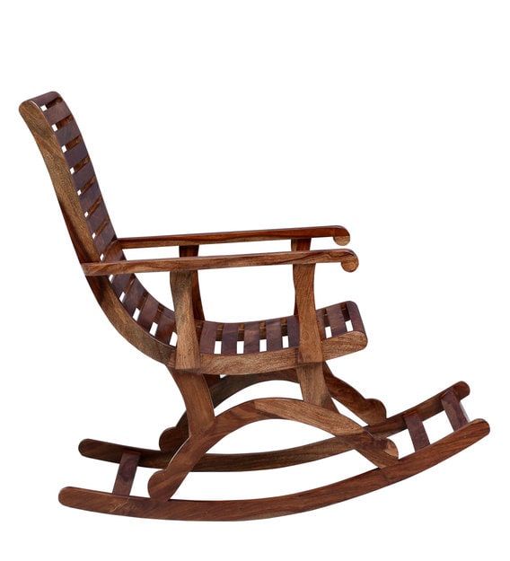 Buy Wellesley Solid Wood Rocking Chair in Rustic Teak Finish