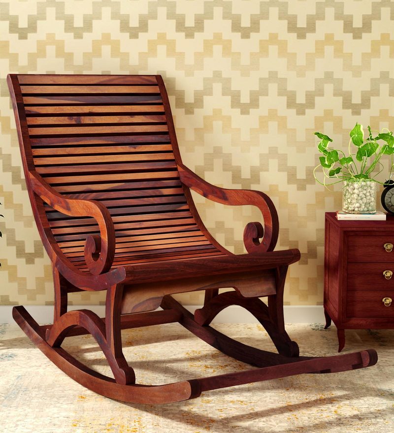 Buy Wellesley Solid Wood Rocking Chair in Honey Oak Finish By