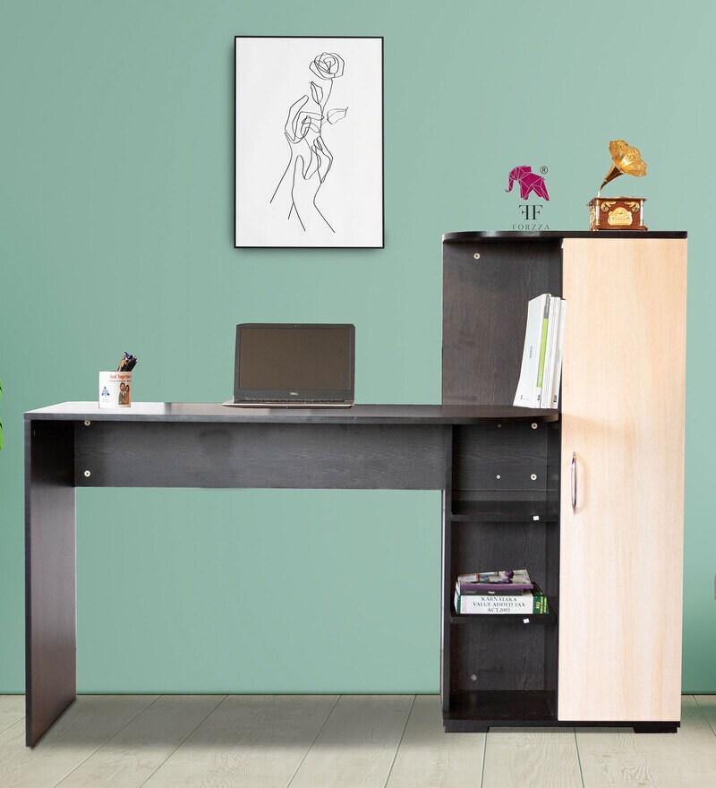 Buy Wesley Study Table in Wenge Finish by Forzza Online Contemporary