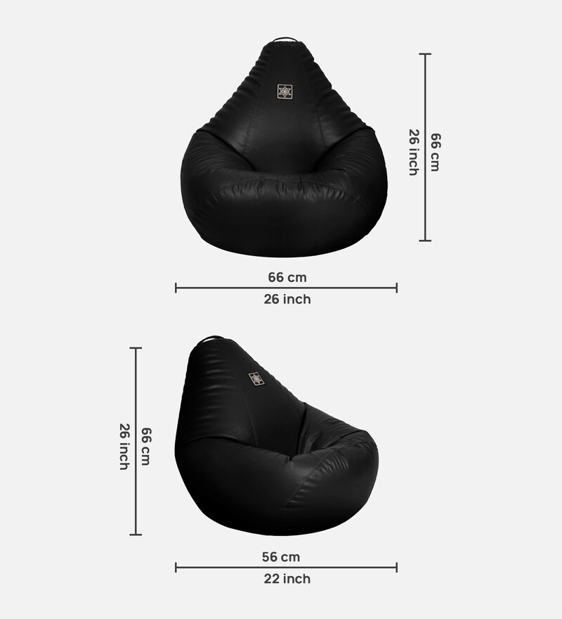 Buy Western XL Leatherette Bean Bag Cover in Black Colour by