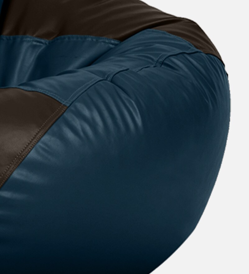 Buy Western XL Leatherette Bean Bag Cover in Blue & Brown Colour by
