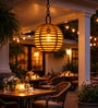 Cane weave design Handmade Cane Round Lampshade   Varnish Brown (21x21x44 cm)