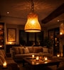 Flared Woven Pendant Light   Amber Glow