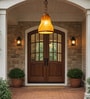 Flared Woven Pendant Light   Amber Glow