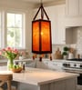 Handcrafted Bamboo Hanging Lantern   Rectangular Prism Design with Ornaments