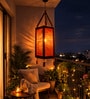 Handcrafted Bamboo Hanging Lantern   Rectangular Prism Design with Ornaments