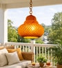 Handcrafted Bamboo Pendant Lamp   Bulbous Tiered Glass Shade