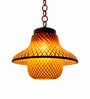 Handcrafted Bamboo Pendant Lamp   Amber Glass Shade