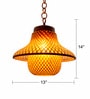 Handcrafted Bamboo Pendant Lamp   Amber Glass Shade