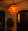 Handcrafted Bamboo Pendant Lamp   Tiered Checkered Five Step Design