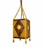 Handcrafted Bamboo Hanging Lantern   Cube Design with Sunburst Pattern