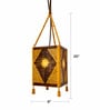 Handcrafted Bamboo Hanging Lantern   Cube Design with Sunburst Pattern
