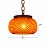 Handcrafted Bamboo Pendant Lamp   Orange Lattice Glass Shade