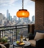 Handcrafted Bamboo Pendant Lamp   Orange Lattice Glass Shade
