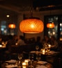 Handcrafted Bamboo Pendant Lamp   Orange Lattice Glass Shade