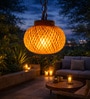 Spherical Woven Pendant Light   Amber Glow
