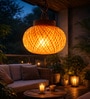 Spherical Woven Pendant Light   Amber Glow