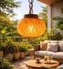 Spherical Woven Pendant Light   Amber Glow