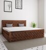 Weave Sheesham Wood Queen Size Bed in Brown Finish with Drawer Storage