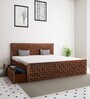 Weave Sheesham Wood Queen Size Bed in Brown Finish with Drawer Storage