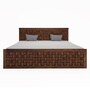 Weave Sheesham Wood Queen Size Bed in Brown Finish with Drawer Storage
