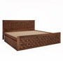 Weave Sheesham Wood Queen Size Bed in Brown Finish with Drawer Storage