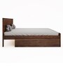 Weave Sheesham Wood Queen Size Bed in Brown Finish with Drawer Storage
