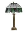 Weeping tree Green Stained glass Shade Table lamp with Antique gold Base