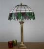Weeping tree Green Stained glass Shade Table lamp with Antique gold Base