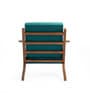 Wegner Fabric Armchair in Exotic Teak & Blue Oasis Colour