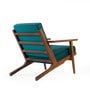 Wegner Fabric Armchair in Exotic Teak & Blue Oasis Colour