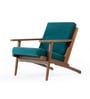 Wegner Fabric Armchair in Exotic Teak & Blue Oasis Colour