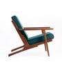 Wegner Fabric Armchair in Exotic Teak & Blue Oasis Colour