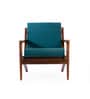 Wegner Fabric Armchair in Exotic Teak & Blue Oasis Colour