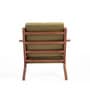 Wegner Fabric Armchair in Exotic Teak & Smoked Olive Colour