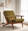 Wegner Fabric Armchair in Exotic Teak & Smoked Olive Colour