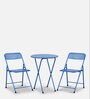 Aquilla Metal Outdoor Table Set with 2 Chairs in Blue Colour
