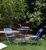 Aquilla Metal Outdoor Table Set with 2 Chairs in Blue Colour