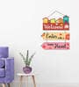 Welcome Multicolour Engineered Wood Wall Hanging Quotes