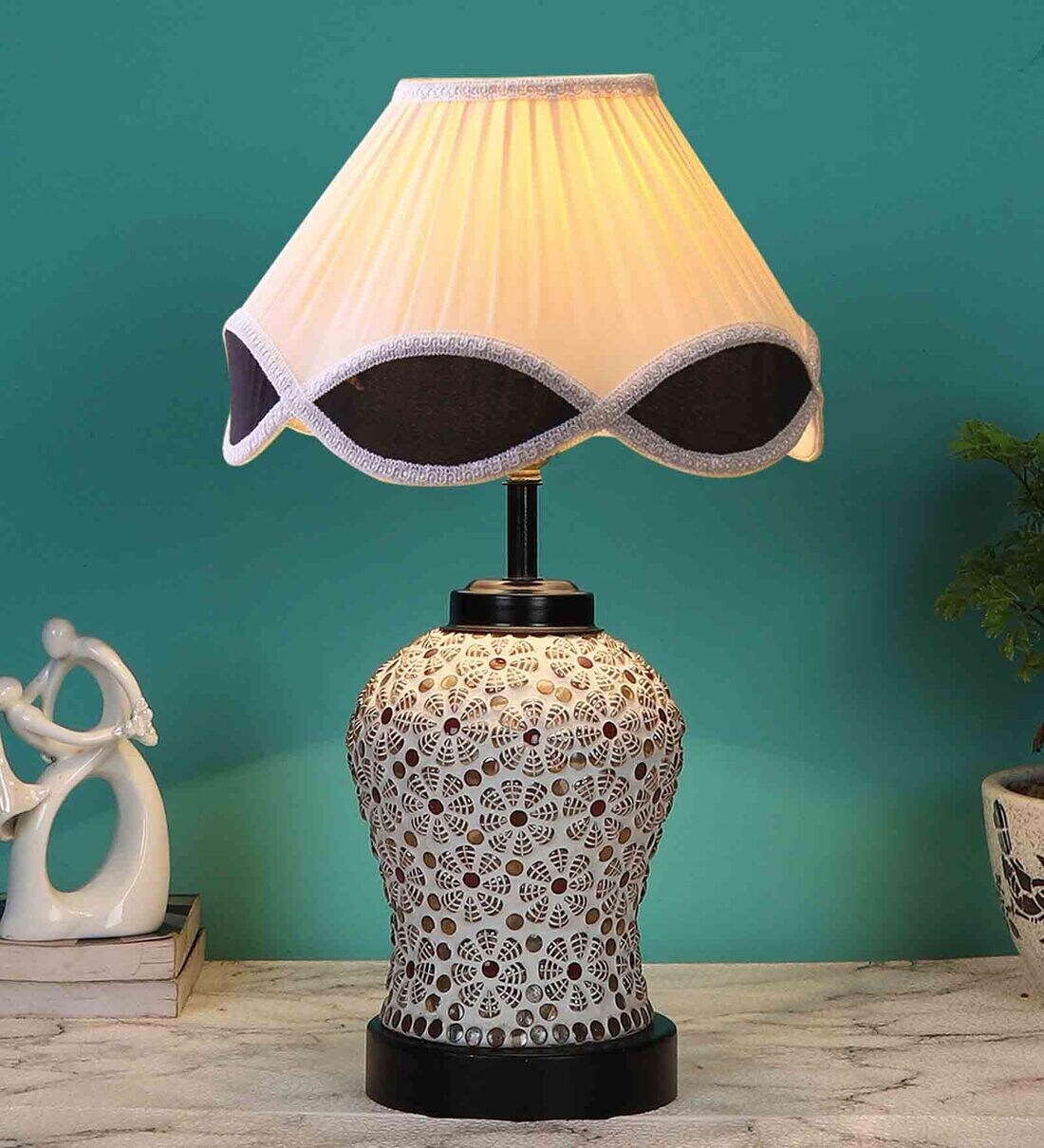 Buy White & Black Shade Table Lamp With Shade Table Lamp With Glass