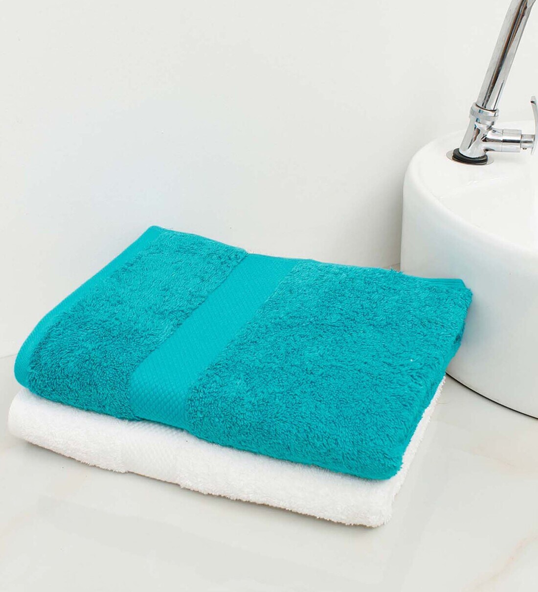 Buy Multicolor Solid 500 GSM 100 Cotton Bath Towels (Set of 2) by AVI