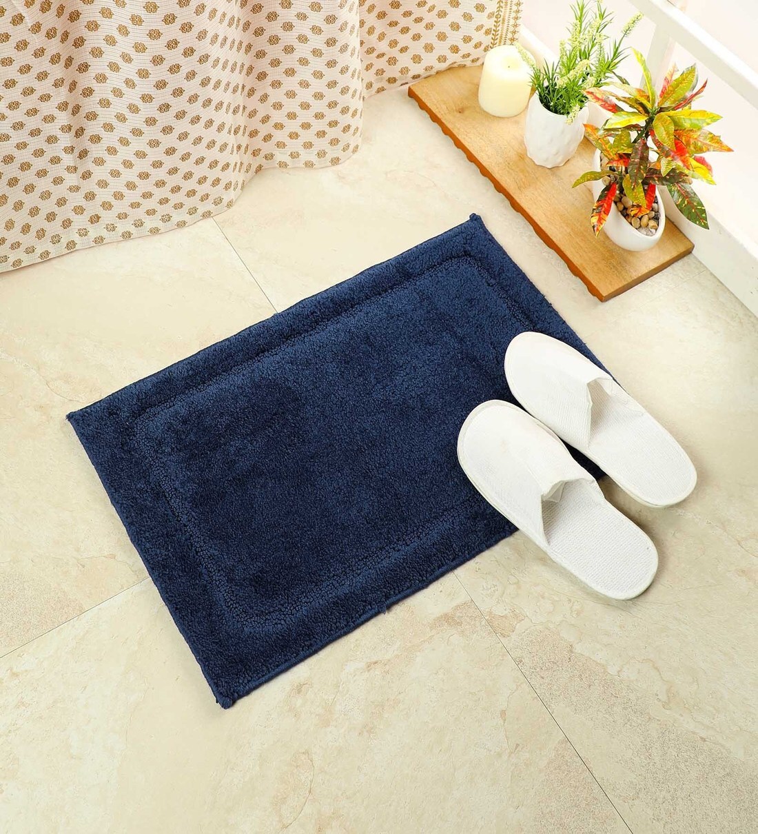 Buy Blue 100 Drylon Swift Dry Bath Mat by Spaces Online Solid Colour