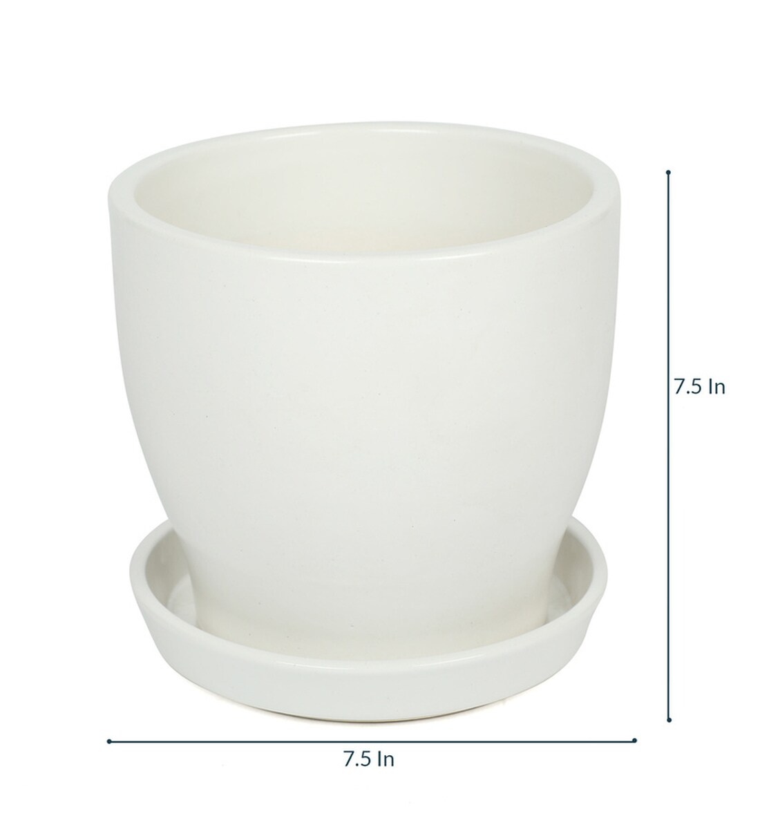 Buy White Ceramic Glazed Planter With Saucer By Decardo Online Floor