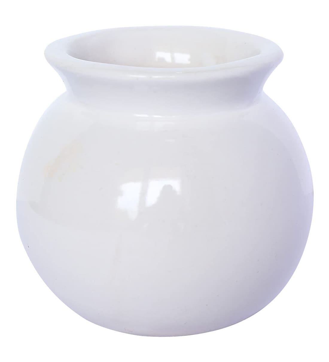 Buy White Ceramic Matki(Lutiya) Shape Desk Pot by Justoriginals Online