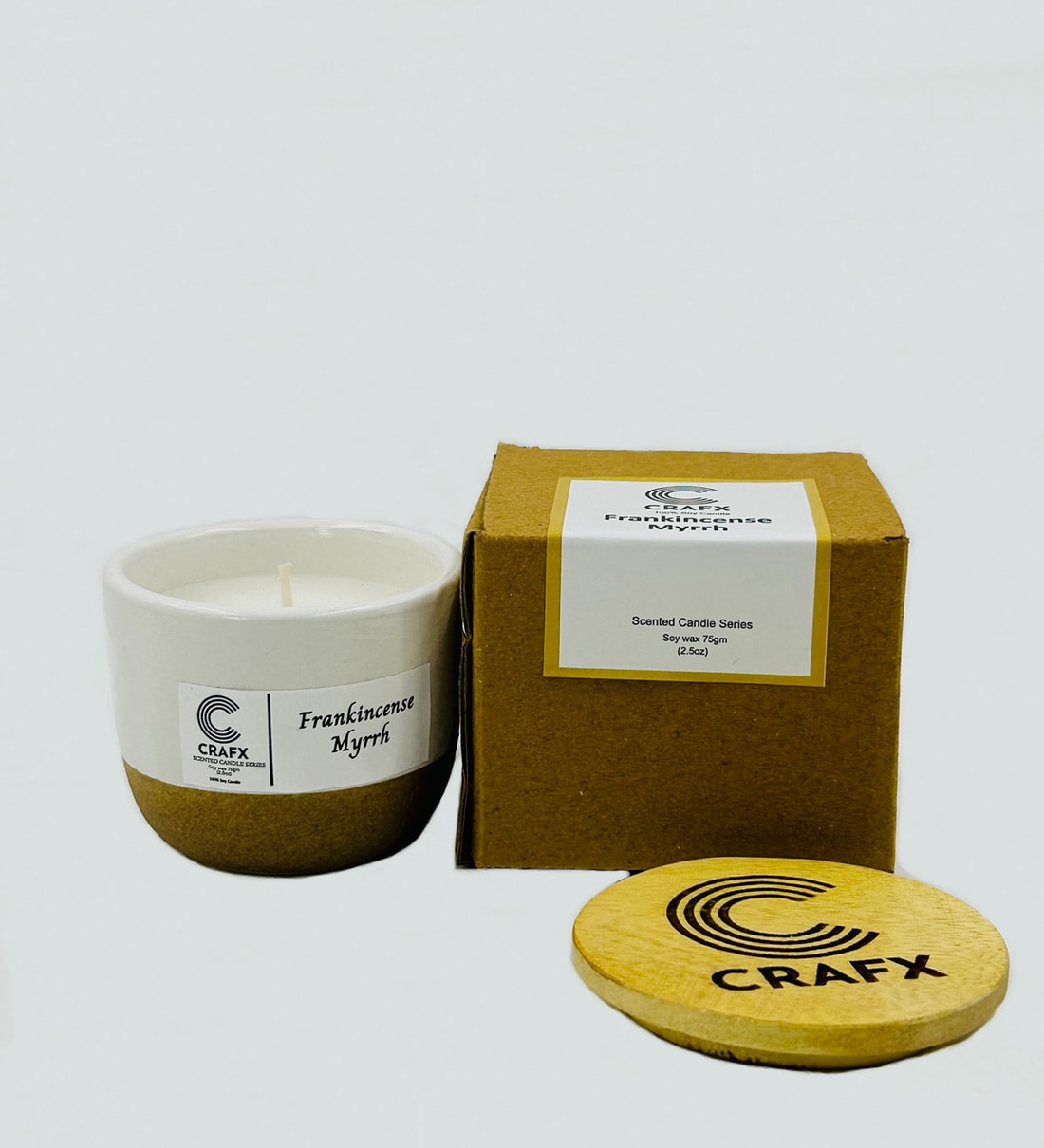 Buy Frankincense Myrrh White Ceramic Scented Candles by CRAFX at