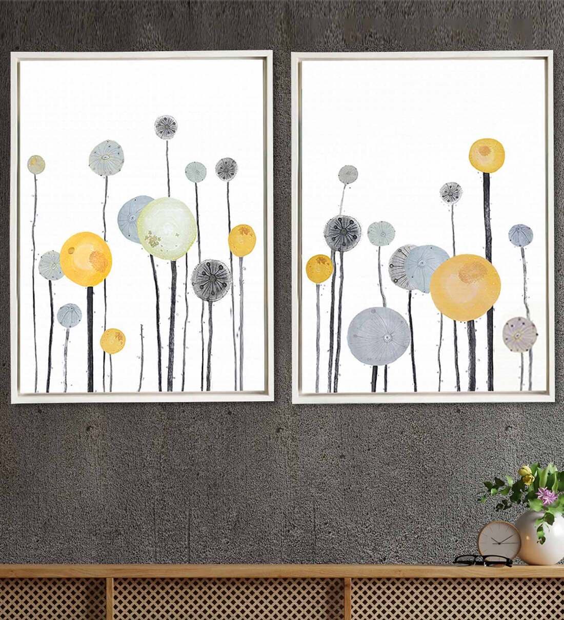 Buy White Canvas Framed Floral Art Print Set of 2 at 5 OFF by Art