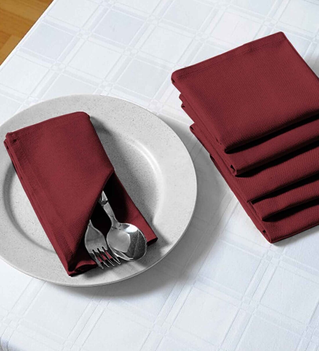 Buy Ivory Cotton (14 x 14) Table Napkins (Set of 24) at 10% OFF by Pizuna