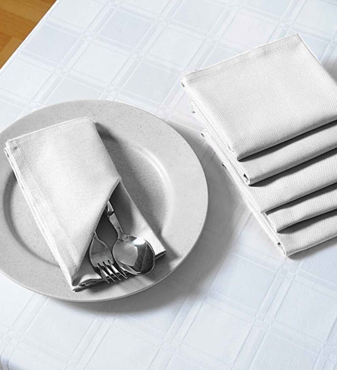 Buy Ivory Cotton (14 x 14) Table Napkins (Set of 24) at 10% OFF by Pizuna