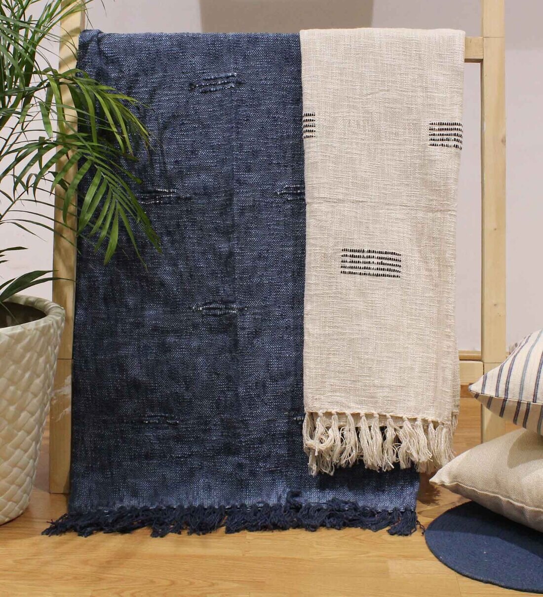 Buy White Cotton 60 X 50 Inches Throw By Ambadi Online Sofa Throws