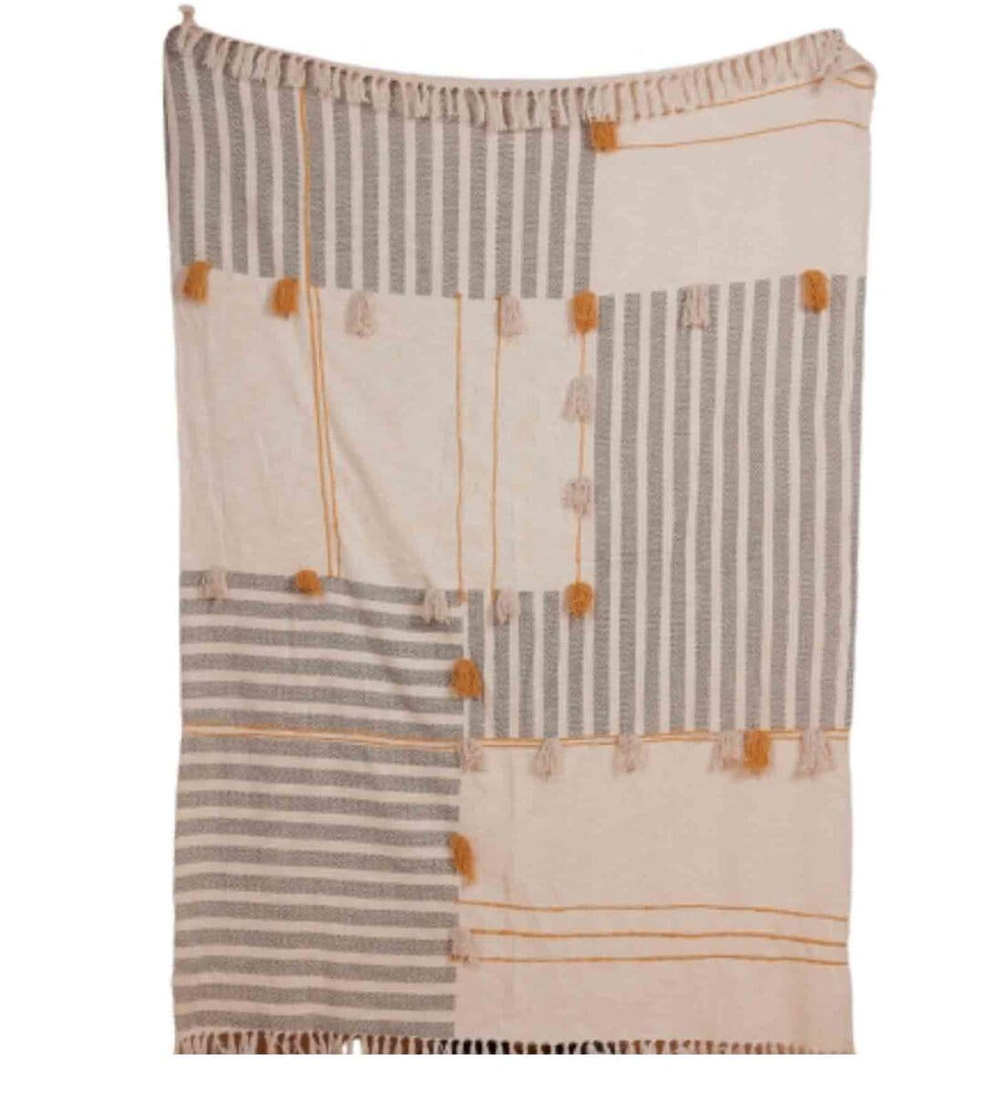 Buy White Cotton 72x52 Inches Premium Throw by Bhajhu Online Sofa